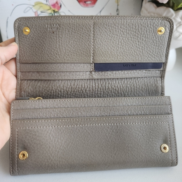 PRADA grey long leather wallet - Picture 3 of 10